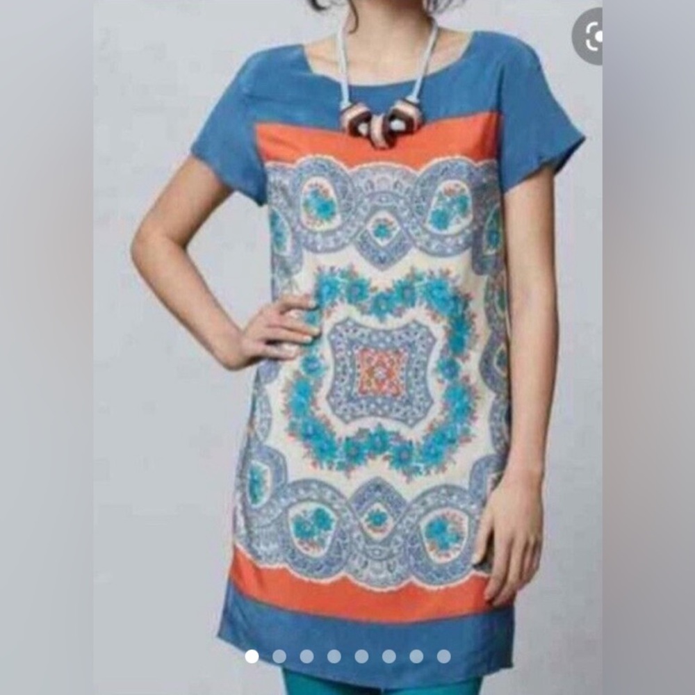 Anthropologie Meadow Rue Paisley Silk Scarf Print Dress, Size 10